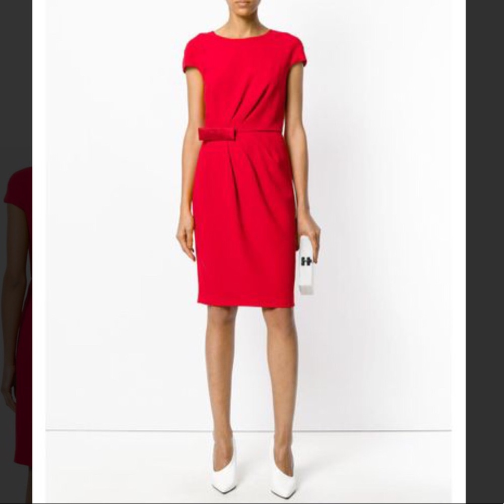 MaxMara Red Midi Sheath Dress with Belt Detail